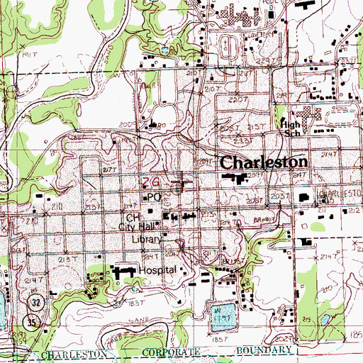 Topographic Map of First Presbyterian Church, MS