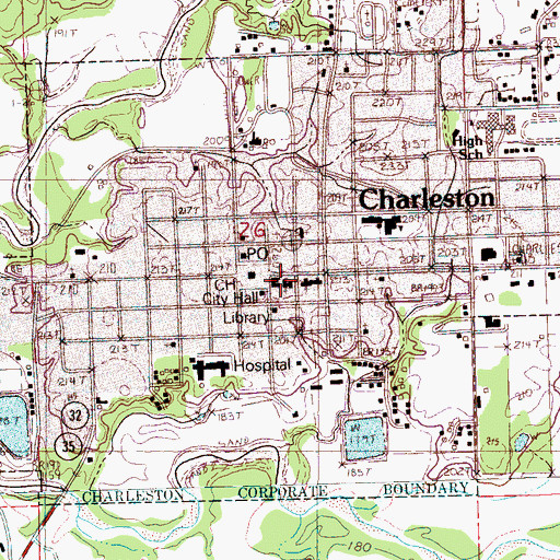 Topographic Map of First United Methodist Church, MS