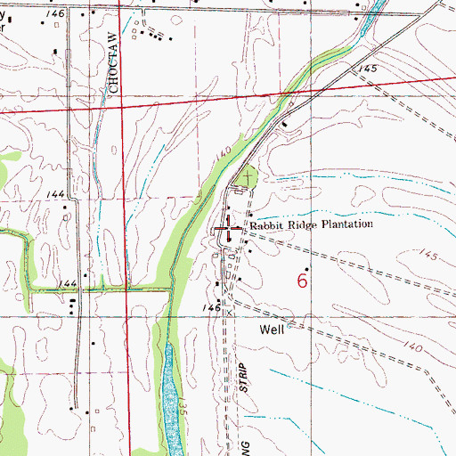 Topographic Map of Rabbit Ridge Plantation, MS