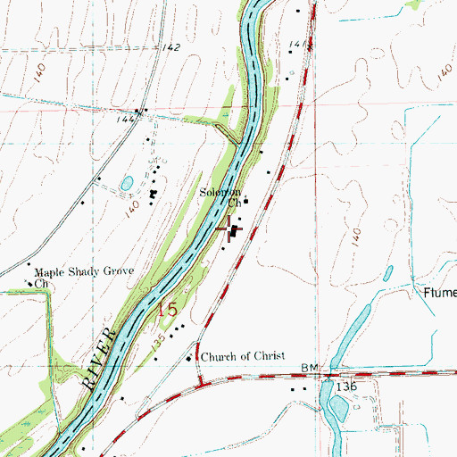 Topographic Map of Riverview School (historical), MS