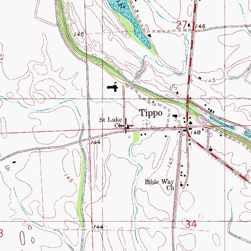 Topographic Map of Saint Luke Church, MS