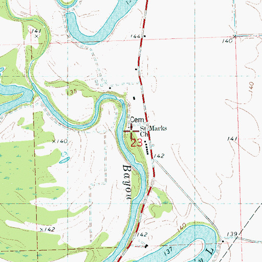Topographic Map of Saint Marks Church, MS