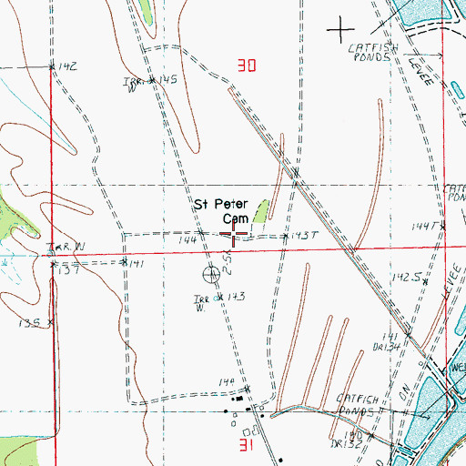 Topographic Map of Saint Peter Cemetery, MS