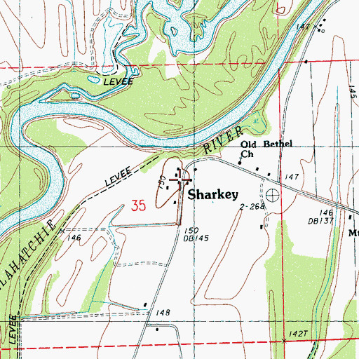 Topographic Map of Sharkey, MS