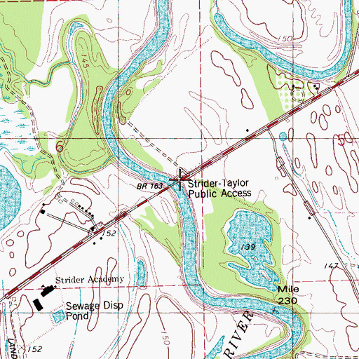 Topographic Map of Strider-Taylor Public Access Area, MS