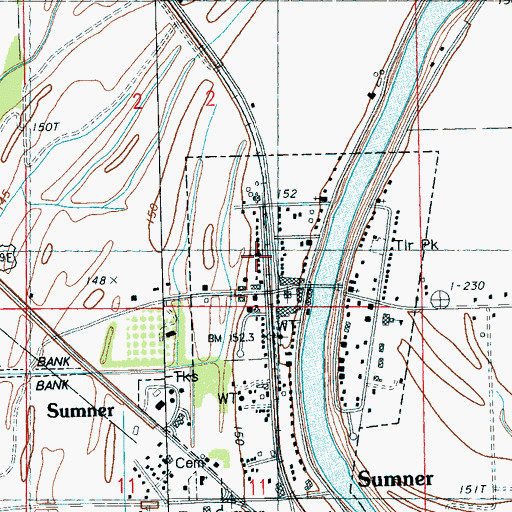 Topographic Map of Sumner Church of God, MS