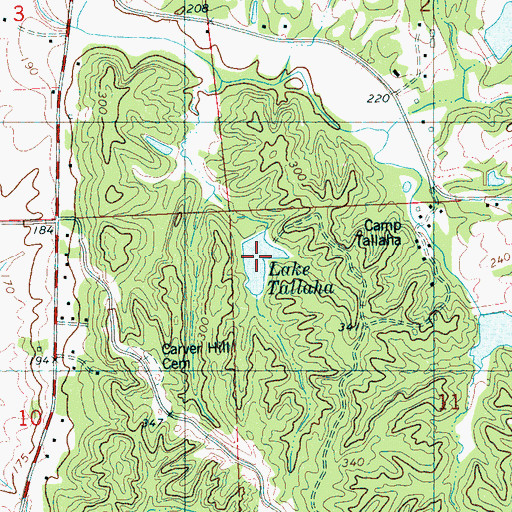 Topographic Map of Lake Tallaha, MS