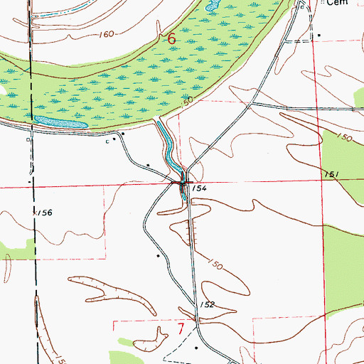 Topographic Map of The Dam (historical), MS