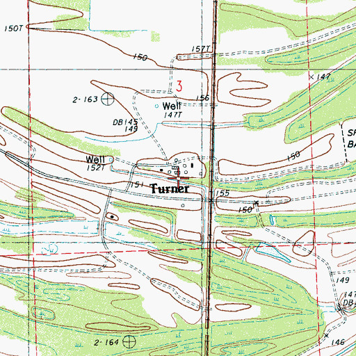 Topographic Map of Turner, MS