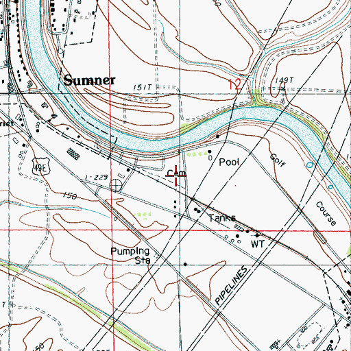 Topographic Map of Woodlawn Cemetery, MS