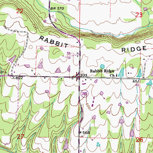Topographic Map of Rabbit Ridge, AR