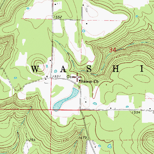 Topographic Map of Salem Cemetery, AR