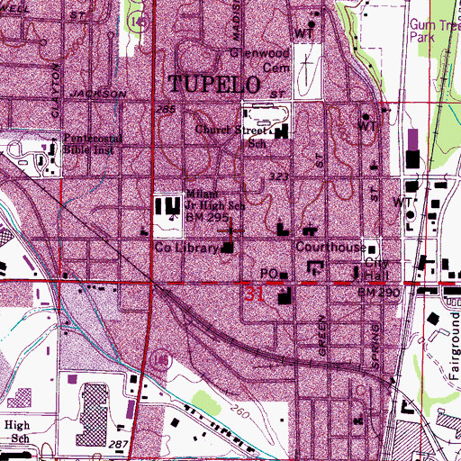 Topographic Map of All Saints Episcopal Church, MS
