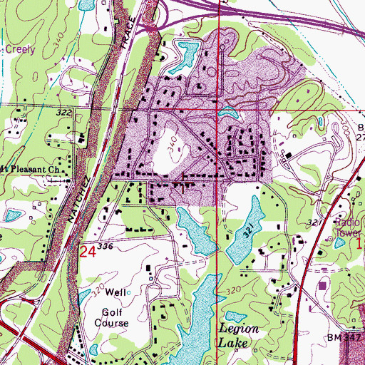 Topographic Map of Applewood, MS