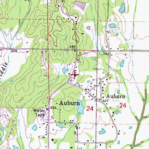 Topographic Map of Auburn Baptist Church, MS