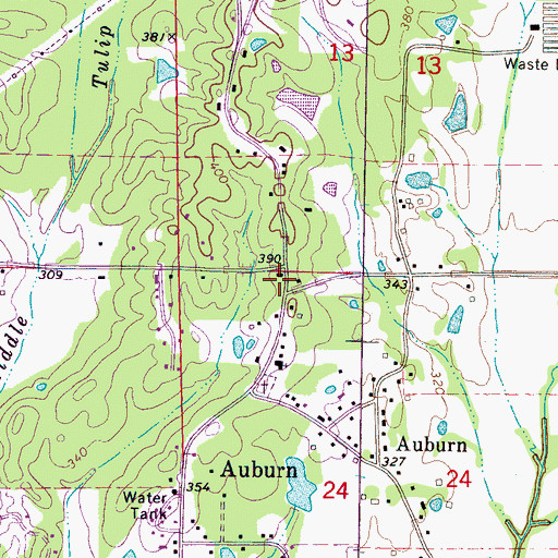 Topographic Map of Auburn School (historical), MS