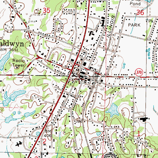 Topographic Map of Baldwyn Presbyterian Church, MS