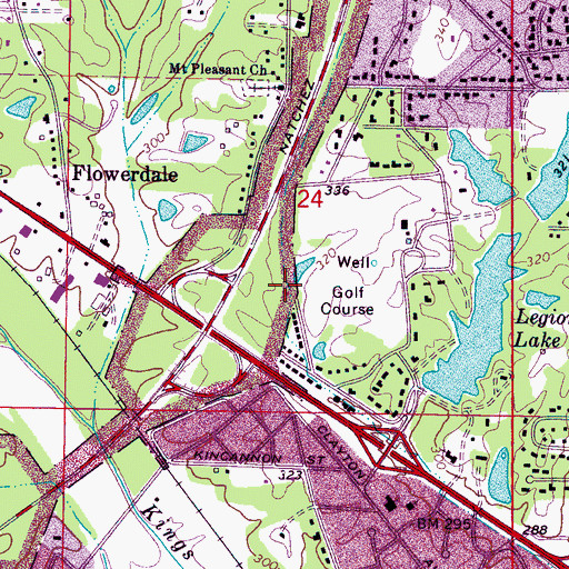 Topographic Map of Bel-Air Country Club, MS