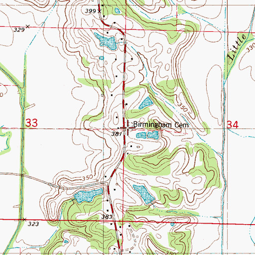 Topographic Map of Birmingham Cemetery, MS