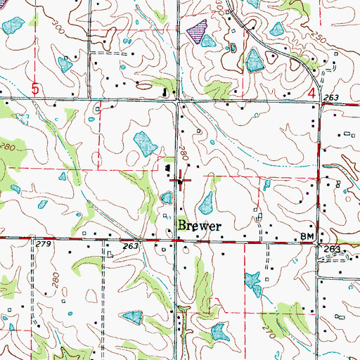 Topographic Map of Brewer Baptist Church, MS