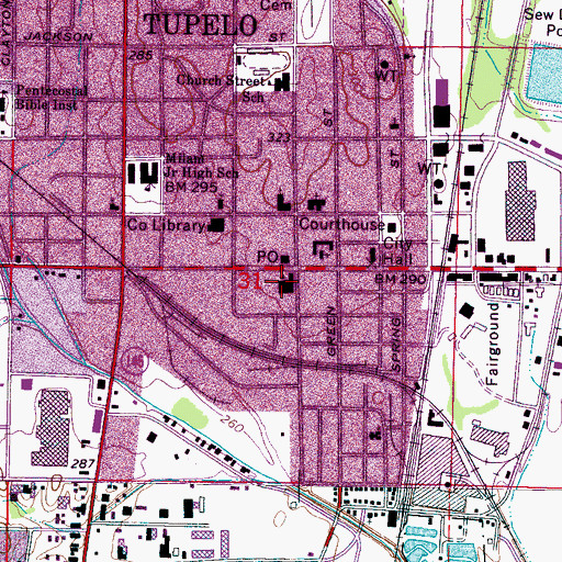 Topographic Map of Calvary Baptist Church, MS
