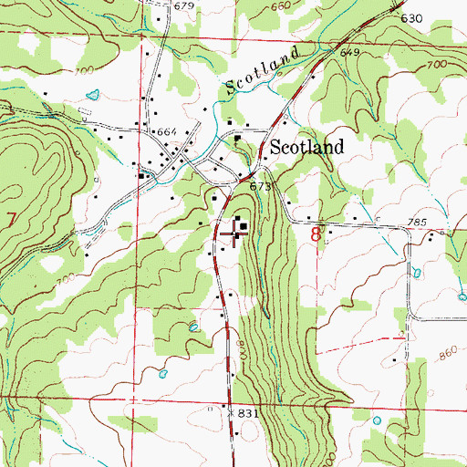 Topographic Map of Scotland High School, AR