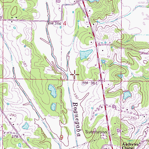 Topographic Map of Center Ridge School (historical), MS