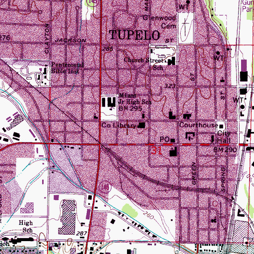 Topographic Map of Clark Place, MS