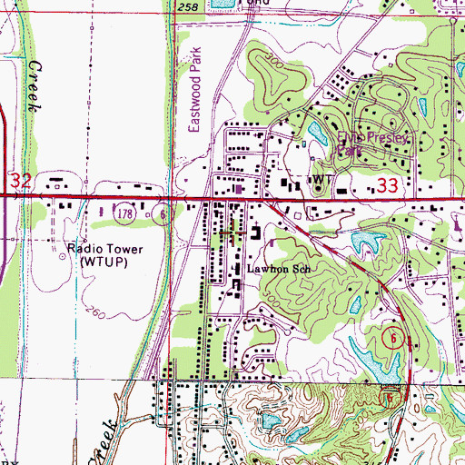 Topographic Map of East Main Church of Christ, MS