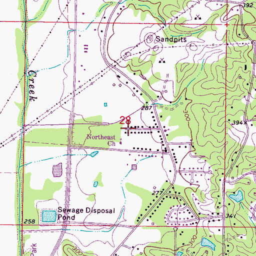 Topographic Map of East Tupelo Church of Christ, MS