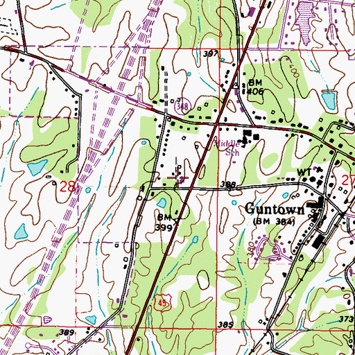 Topographic Map of Ebenezer Baptist Church, MS