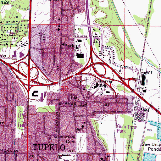 Topographic Map of Emmanuel Church of God in Christ, MS