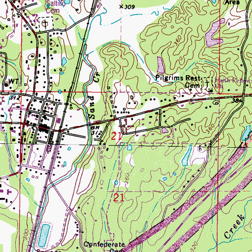 Topographic Map of Emmanuel Pentecostal Church, MS