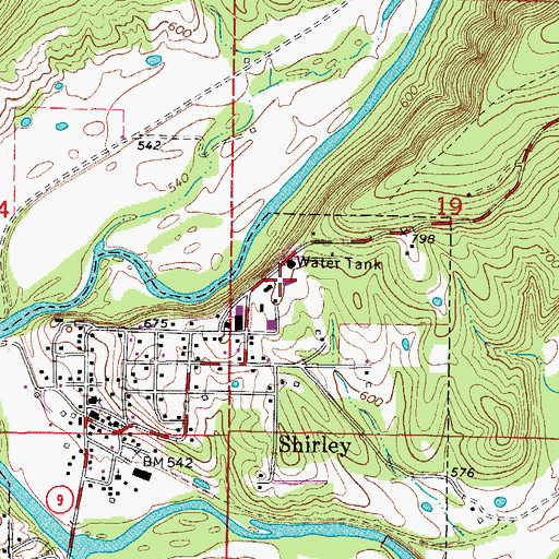 Topographic Map of Shirley Elementary School, AR