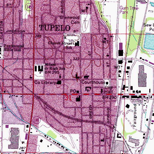 Topographic Map of First Baptist Church, MS