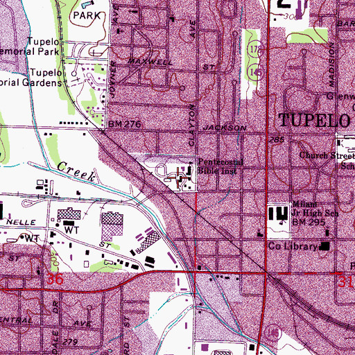 Topographic Map of First United Pentecostal Church, MS