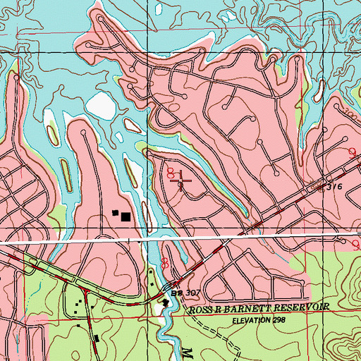 Topographic Map of Arrowhead Point, MS