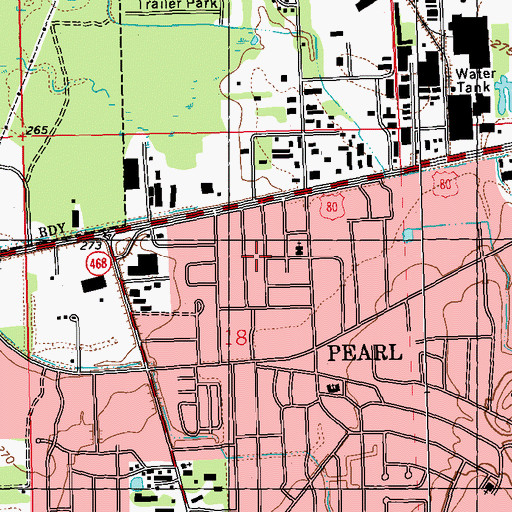 Topographic Map of Bates Park, MS