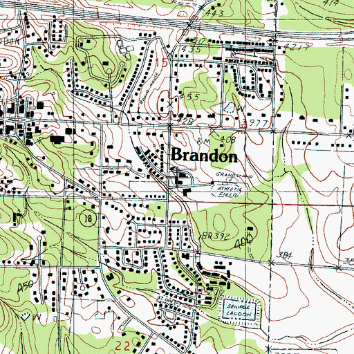 Topographic Map of Brandon Academy, MS