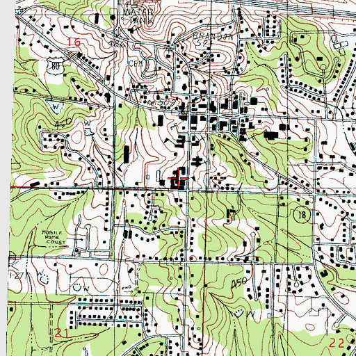 Topographic Map of Brandon High School, MS