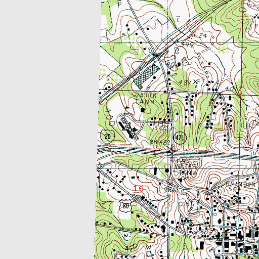 Topographic Map of Brandon Middle School, MS