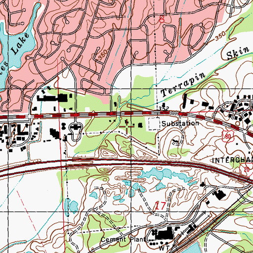 Topographic Map of Brandon Park, MS