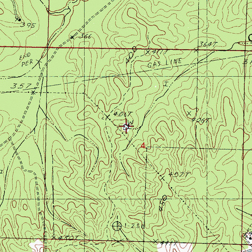 Topographic Map of Brandon Springs, MS