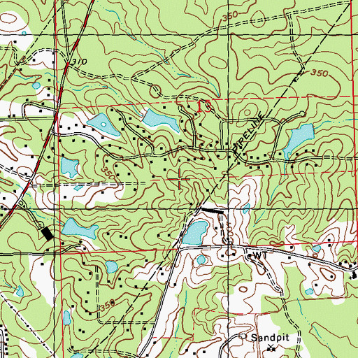 Topographic Map of Bridlewood, MS