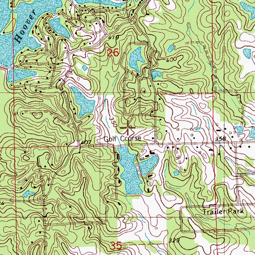 Topographic Map of Confederate Heights Country Club, MS