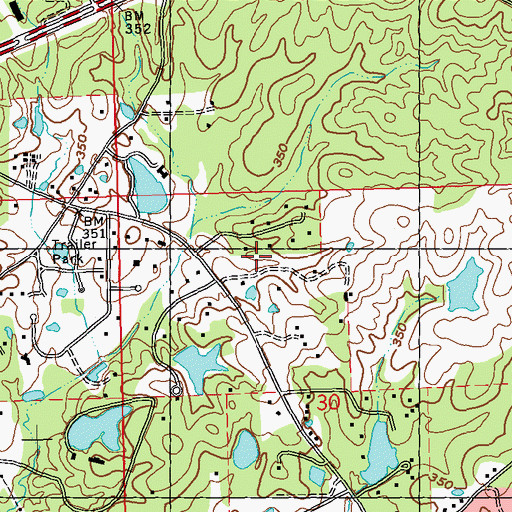 Topographic Map of Creekwood Place, MS
