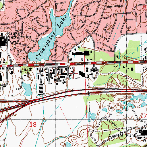 Topographic Map of Crossgates Park, MS