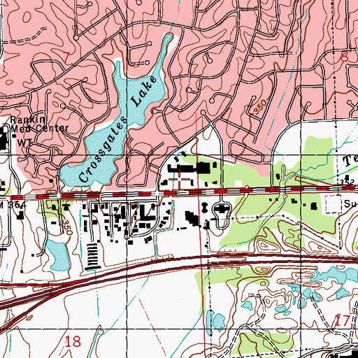 Topographic Map of Crossgates Village Shopping Center, MS