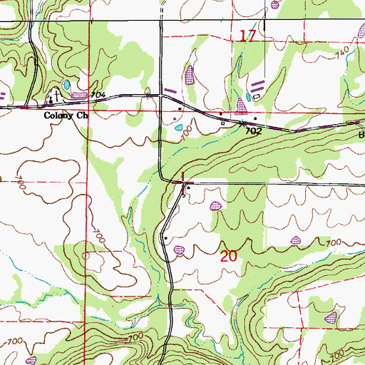 Topographic Map of Sulphur Springs, AR