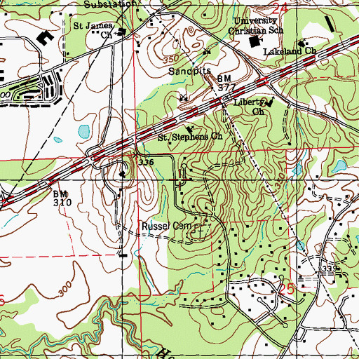 Topographic Map of Dogwood Place, MS